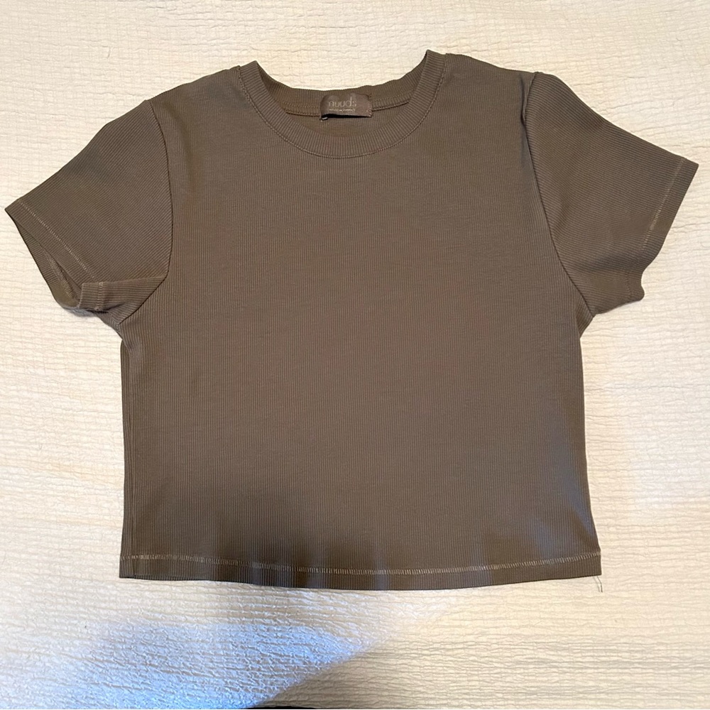 Nuuds ribbed baby tee, mocha, size L